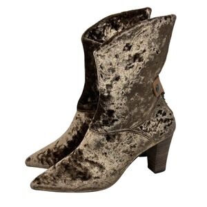 Free People Women Boots 37.5 EU 7 US Moonlight Crushed Velvet Pointed Toe Ankle